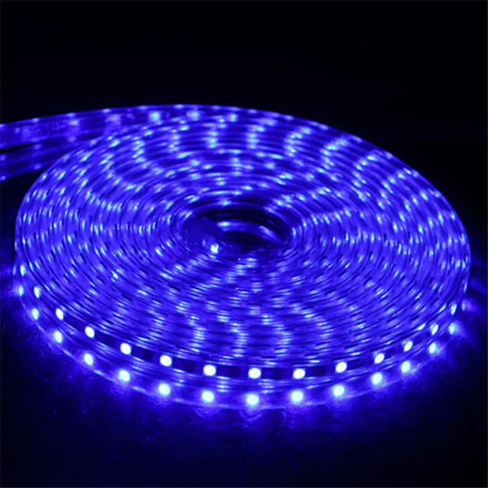 High Quality | AC 220V LED Strip Lights | 5050SMD | 60LEDs/m | Flexible Outdoor | Warm White Lamp | Waterproof LED Tape | With EU Power Plug