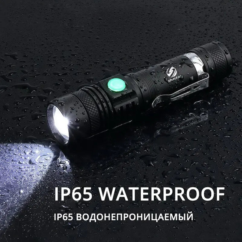 High Power Led Flashlights Zoomable Camping Torch With T6 LED Lamp Beads Waterproof 4 Lighting Modes Multi Function USB Charger