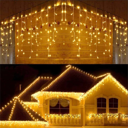 Christmas Decoration | 220V EU Led Icicle Lights | Outdoor Curtain Garland | Droop 0.4/0.5/0.6M | Street Garland On The House | New Year