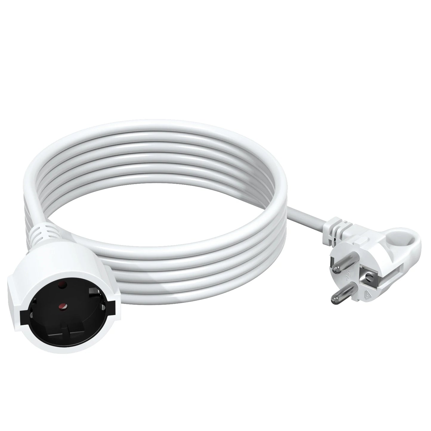 3M | EU Power Cord Extension Cable | 3680W | 250V 16A | Male to Female Electrical Wire | European Plug Socket | White Black | For PC Computer