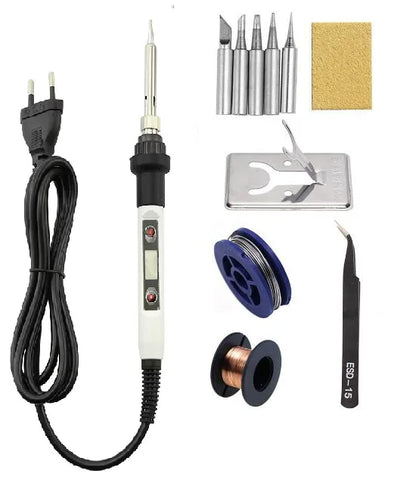 LCD Digital Adjustable Temperature 80W Soldering Iron Electric Welding Tools Solder Wire Tweezers Hand