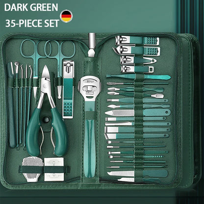 7-35 Piece Stainless Steel Nail Care Kit – Portable Travel Manicure Set with Nail Clippers & Cuticle Scissors