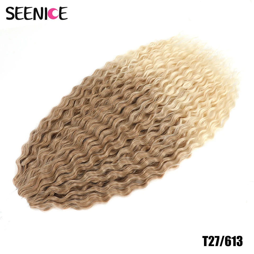 Ariel Curl Synthetic Crochet Hair 22 Inch – Water Wave Deep Curl Twist Braiding Hair Extension, Ombre Blonde Pink