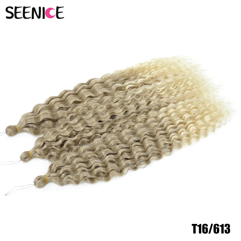 Ariel Curl Synthetic Crochet Hair 22 Inch – Water Wave Deep Curl Twist Braiding Hair Extension, Ombre Blonde Pink