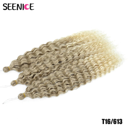 Ariel Curl Synthetic Crochet Hair 22 Inch – Water Wave Deep Curl Twist Braiding Hair Extension, Ombre Blonde Pink