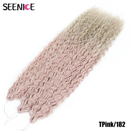 Ariel Curl Synthetic Crochet Hair 22 Inch – Water Wave Deep Curl Twist Braiding Hair Extension, Ombre Blonde Pink
