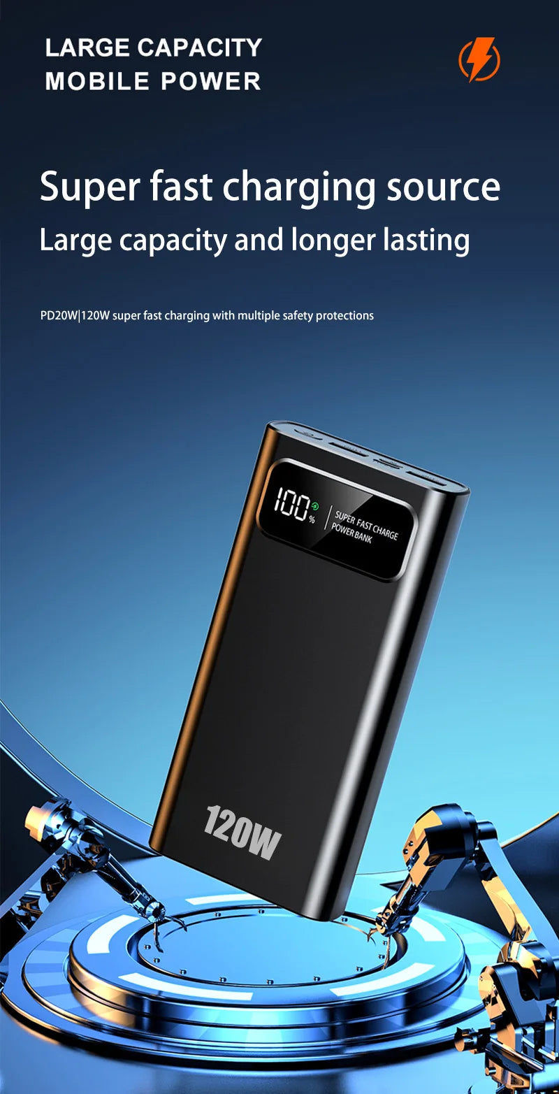 Xiaomi Power Bank | 200000mAH | 120W Super Fast Charging | High Capacity | Digital Display | Power Bank | For iPhone | Samsung | Xiaomi