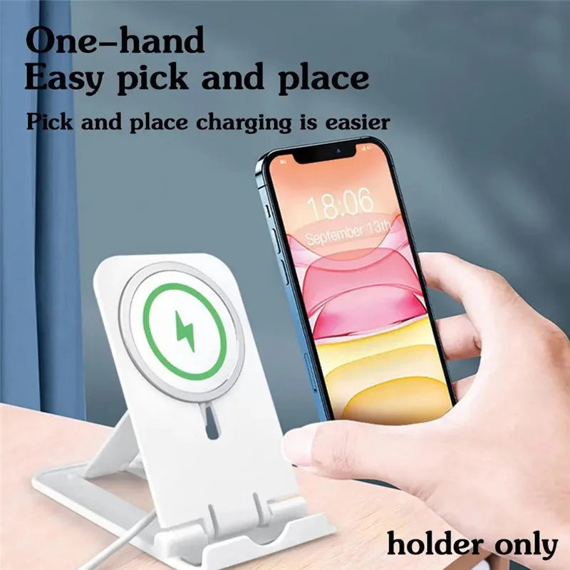 UKGO Folding Stand Holder Cradle for MagSafe Wireless Charger Holder for iPhone15 11 14 Pro Max Portable Desk Mobile Phone Stand