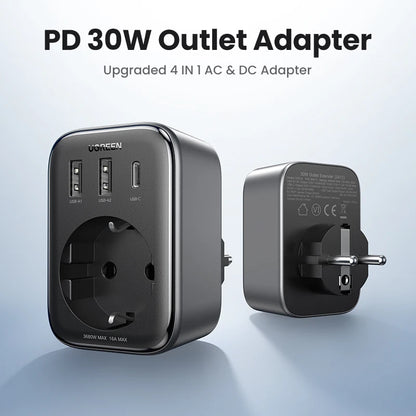 UGREEN Power Strip Adapter | EU Plug | PD 30W Travel Adapter | with AC Port | for Home Appliance