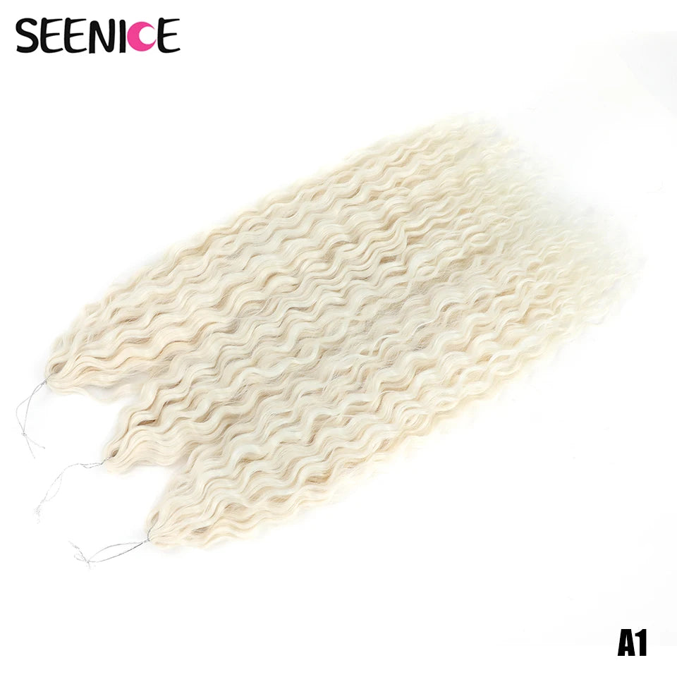 Ariel Curl Synthetic Crochet Hair 22 Inch – Water Wave Deep Curl Twist Braiding Hair Extension, Ombre Blonde Pink