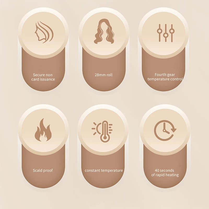 Automatic Hair Curling Iron 28mm Barrel – 4 Heat Settings, Negative Ion Technology, Smart Timer & Safety Sensor, US Plug