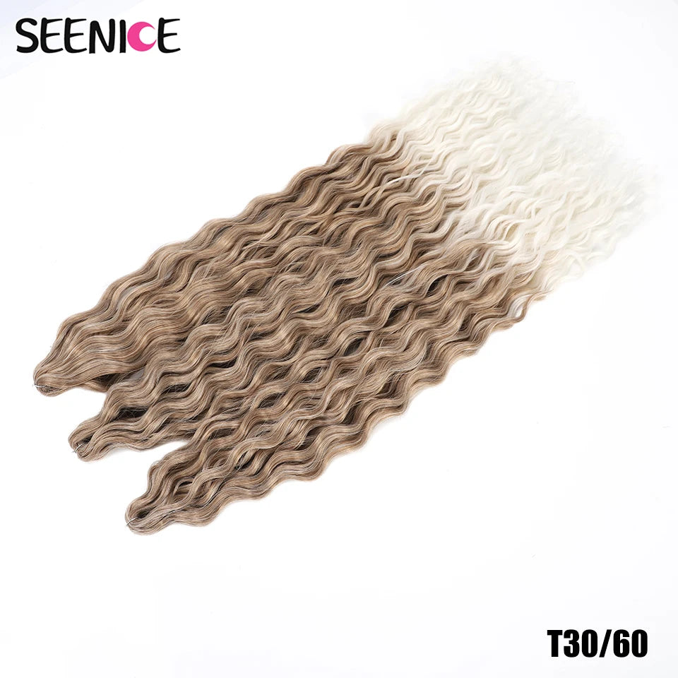 Ariel Curl Synthetic Crochet Hair 22 Inch – Water Wave Deep Curl Twist Braiding Hair Extension, Ombre Blonde Pink