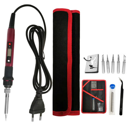 80W Digital Electric Soldering Iron Set Kit Temperature Adjustable 220V 110V  Ceramic Heater Soldering Tips Welding Tool  set