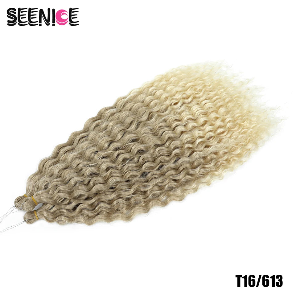 Ariel Curl Synthetic Crochet Hair 22 Inch – Water Wave Deep Curl Twist Braiding Hair Extension, Ombre Blonde Pink