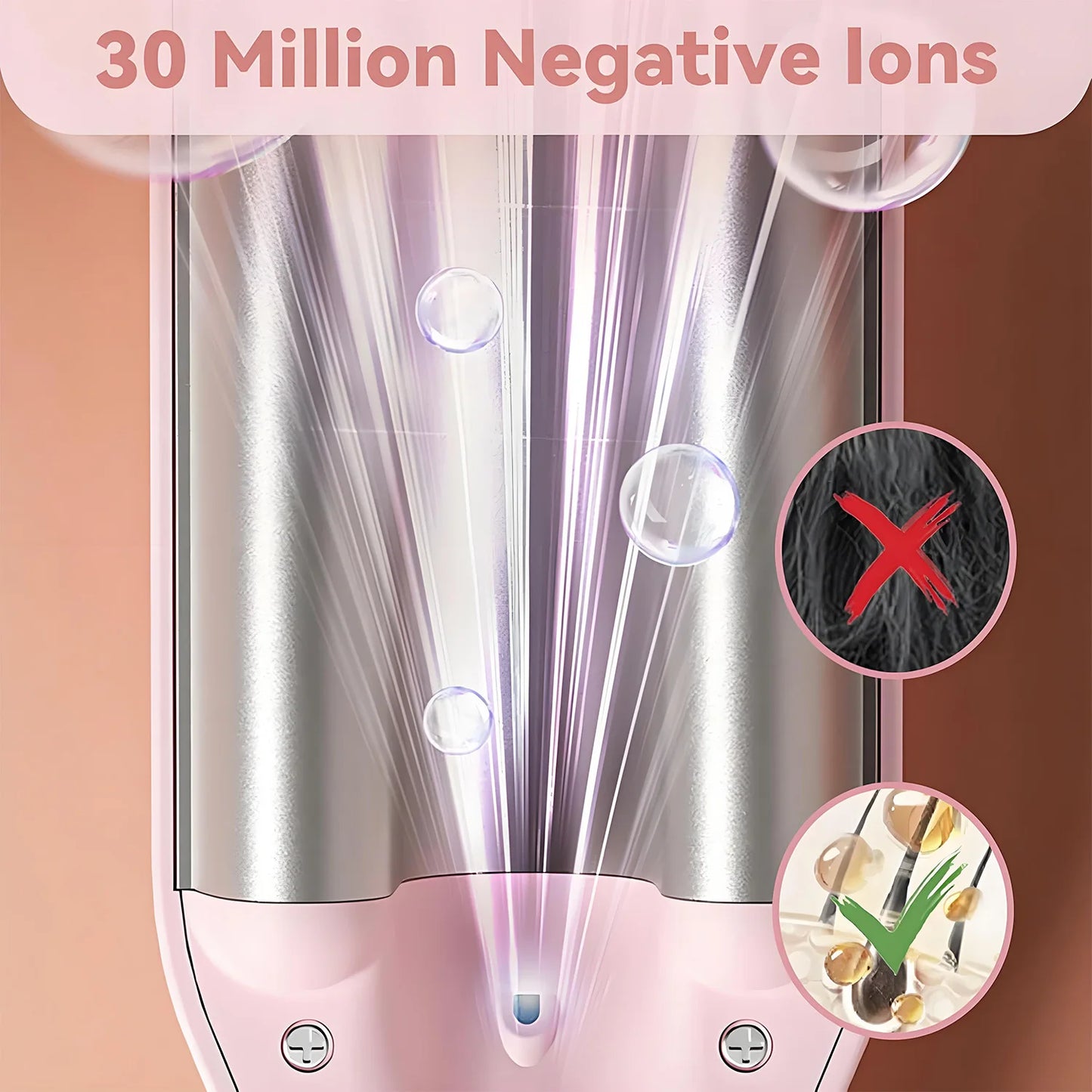 Beach Wave Hair Curler 3 Barrel 28mm – Deep Wave Curling Iron 1.1", Hair Crimper Wand with 4 Adjustable Heat Settings, 30 Million Ionic Technology