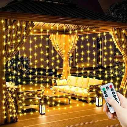 1pc LED Curtain Lights | 8 Modes with Remote Control | USB Powered | Bedroom, Wedding, Party Decorations | Fairy Lights for Backdrop & Wall Decor