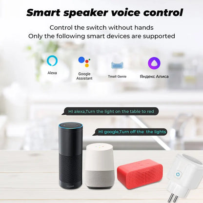 Smart Socket | WiFi | EU Plug | 20A | With Power Monitoring | Timer | Home Outlet | Support Google | Alice | SmartThings | Alexa