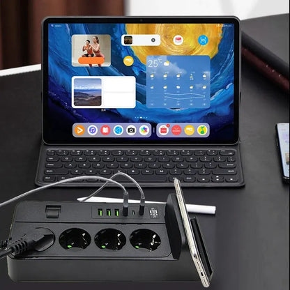 EU Plug | AC Outlet | Power Strip | Multiprise | Extension Cord | Electrical Socket | Phone Wireless Charging | Network Filter | USB | 24H Timing