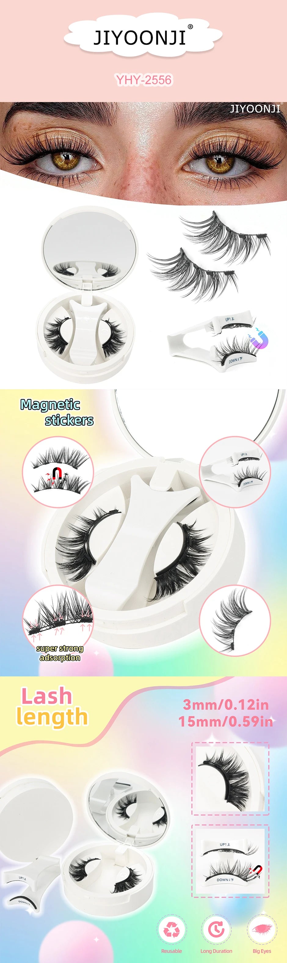 Magnetic Eyelashes with Applicator – Natural, Reusable, No Glue