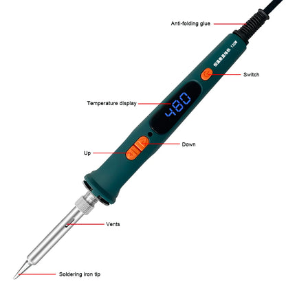 120W Digital Soldering Iron Kit Repair Soldering Tool Set Electric Soldering Iron Dual Calibration Temperature 200-600C 907S