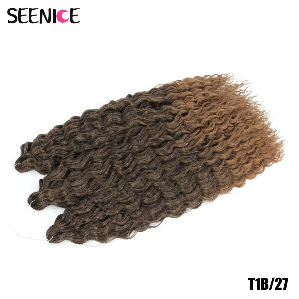 Ariel Curl Synthetic Crochet Hair 22 Inch – Water Wave Deep Curl Twist Braiding Hair Extension, Ombre Blonde Pink