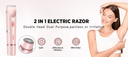 Electric Shaver for Women – Rechargeable Bikini, Legs & Underarm Razor with Detachable Head