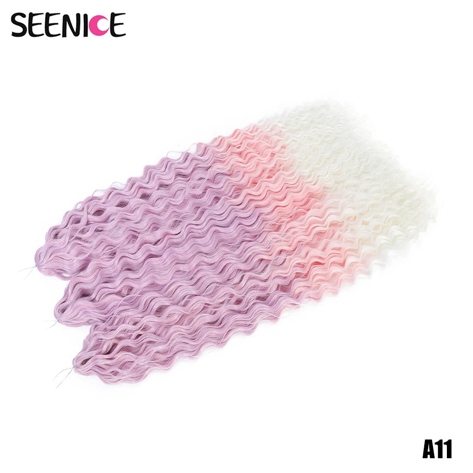 Ariel Curl Synthetic Crochet Hair 22 Inch – Water Wave Deep Curl Twist Braiding Hair Extension, Ombre Blonde Pink
