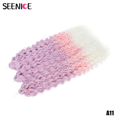 Ariel Curl Synthetic Crochet Hair 22 Inch – Water Wave Deep Curl Twist Braiding Hair Extension, Ombre Blonde Pink