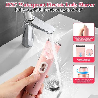Electric Shaver for Women – Rechargeable Bikini, Legs & Underarm Razor with Detachable Head