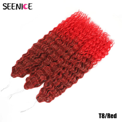 Ariel Curl Synthetic Crochet Hair 22 Inch – Water Wave Deep Curl Twist Braiding Hair Extension, Ombre Blonde Pink