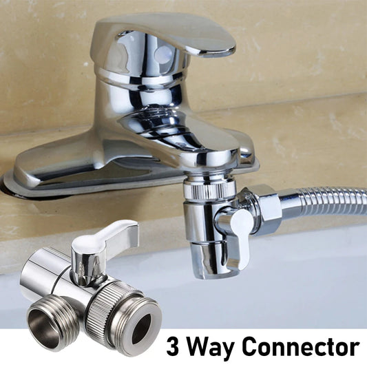3-Way Faucet Diverter Valve – Leak-Proof Sink Tap Connector for Kitchen & Bathroom