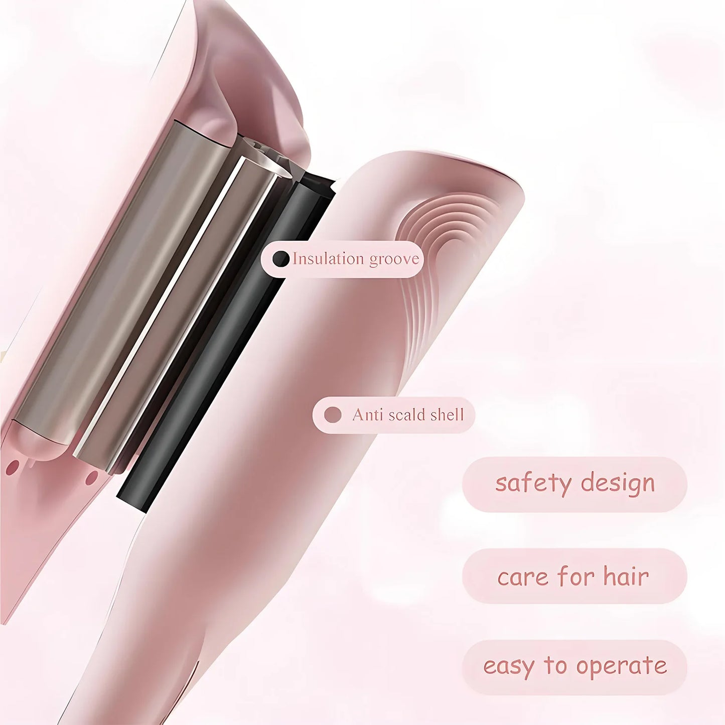 Beach Wave Hair Curler 3 Barrel 28mm – Deep Wave Curling Iron 1.1", Hair Crimper Wand with 4 Adjustable Heat Settings, 30 Million Ionic Technology