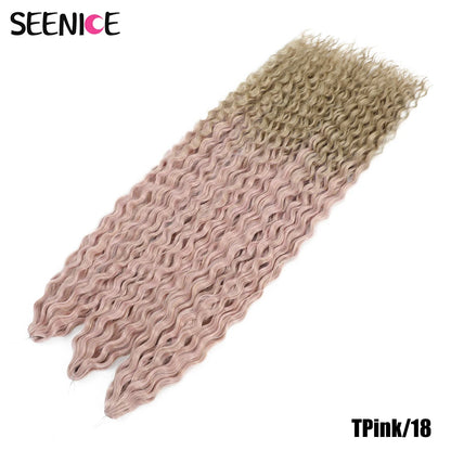 Ariel Curl Synthetic Crochet Hair 22 Inch – Water Wave Deep Curl Twist Braiding Hair Extension, Ombre Blonde Pink