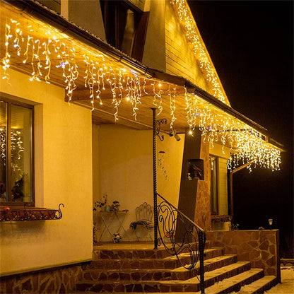 Christmas Lights | Waterfall Outdoor Decoration | 5M Droop | 0.4-0.6m LED Lights | Curtain String Lights | Party Garden Eaves Decoration