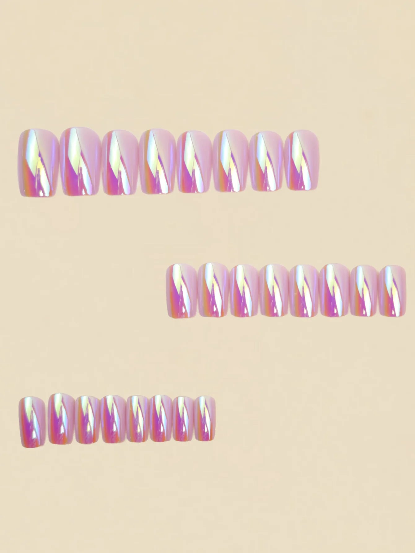 24-Piece Long European-Shape Press-On Nails – Electroplated Ultra Shiny Finish | Simple, Stylish & Modern False Nail Set