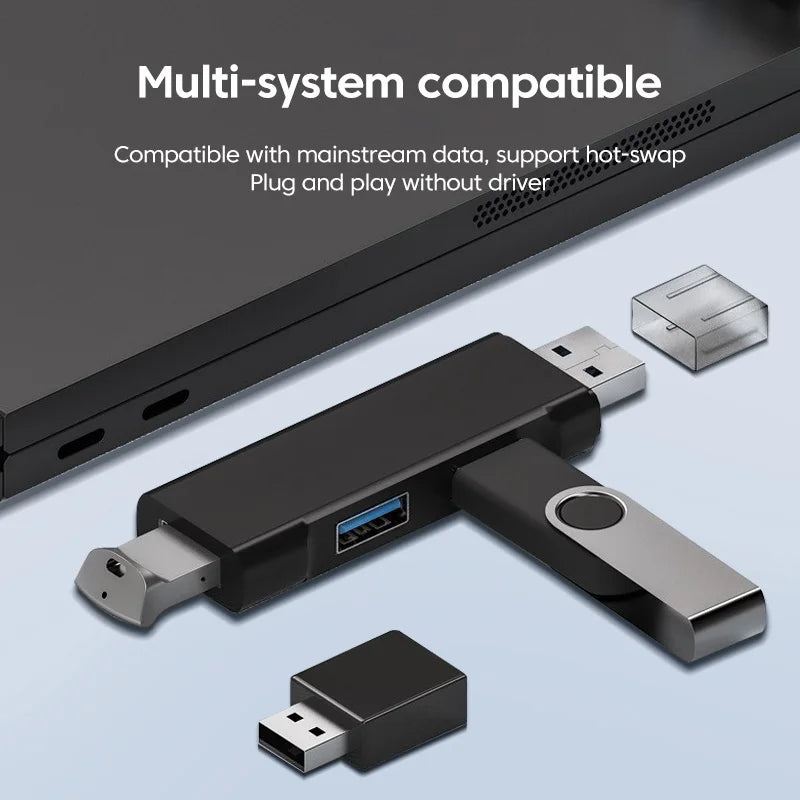 Elough Mini Aluminium 3 Poorts USB 3.0 Hub | USB Hub Extensions | 2.0 Hub USB Adapter Station | Ultra Slim Draagbare Data Hub | USB Splitter