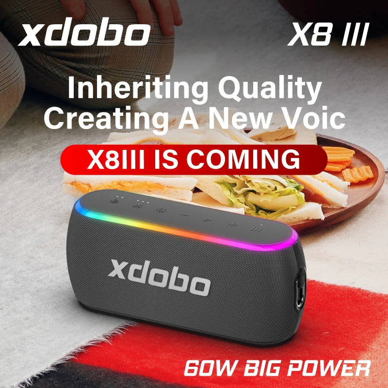 60W | XDOBO X8 III Bluetooth Speaker | Wireless Subwoofer | IPX7 | 6600mAh | Dual Bass | Power Bank | Outdoor Loudspeaker | For Smart Phone TV