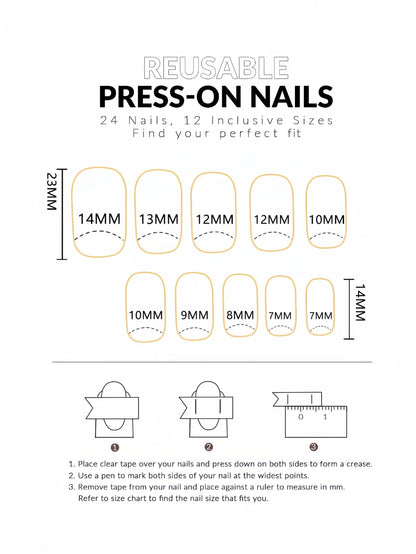 24-Piece Long European-Shape Press-On Nails – Electroplated Ultra Shiny Finish | Simple, Stylish & Modern False Nail Set