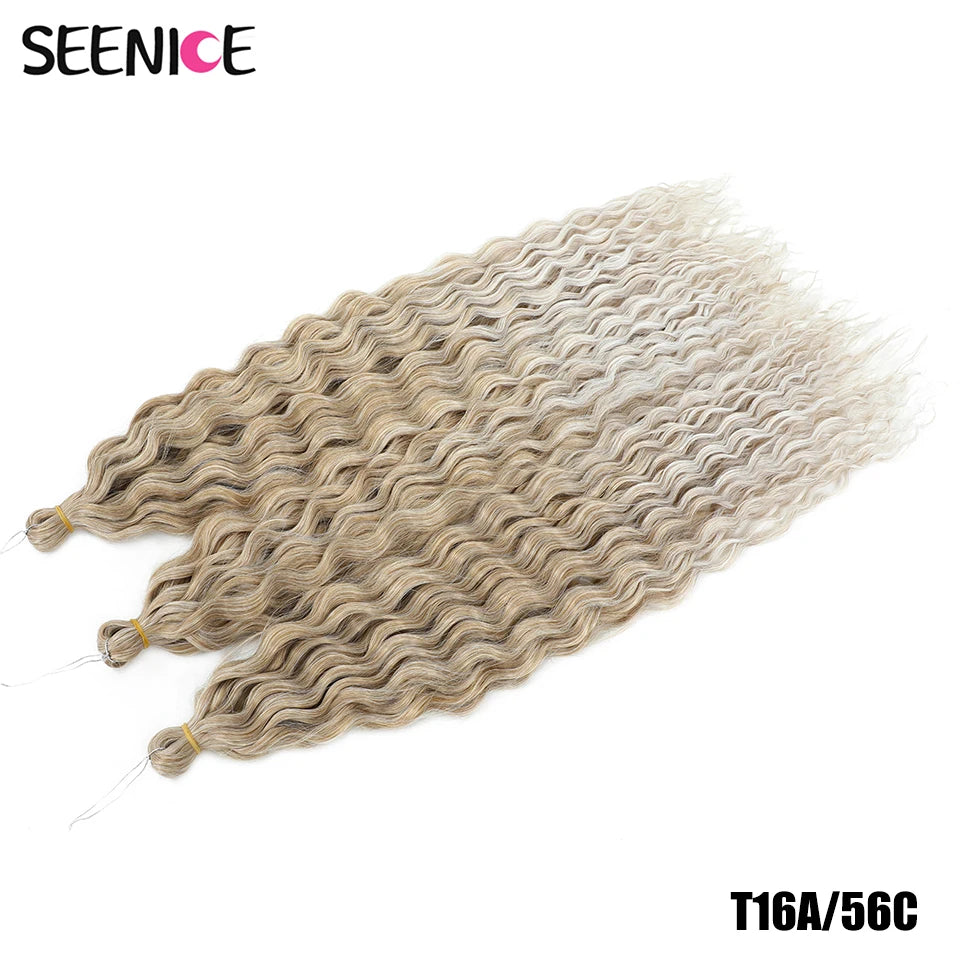 Ariel Curl Synthetic Crochet Hair 22 Inch – Water Wave Deep Curl Twist Braiding Hair Extension, Ombre Blonde Pink