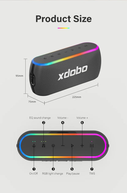 60W | XDOBO X8 III Bluetooth Speaker | Wireless Subwoofer | IPX7 | 6600mAh | Dual Bass | Power Bank | Outdoor Loudspeaker | For Smart Phone TV