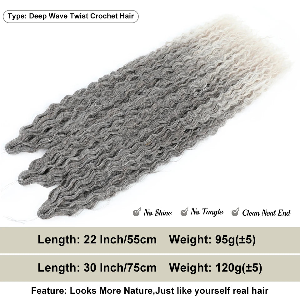 Ariel Curl Synthetic Crochet Hair 22 Inch – Water Wave Deep Curl Twist Braiding Hair Extension, Ombre Blonde Pink