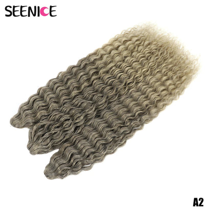 Ariel Curl Synthetic Crochet Hair 22 Inch – Water Wave Deep Curl Twist Braiding Hair Extension, Ombre Blonde Pink