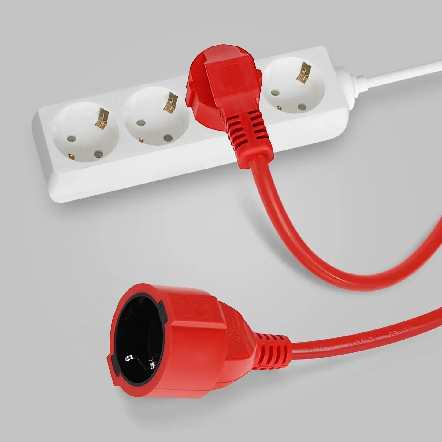 Melery Power Strip Extension Cord | 5/10m Cable | 10A EU Outlets | 2500W Electric Schuko | Red Indoor Outdoor Plug Sockets Engineering