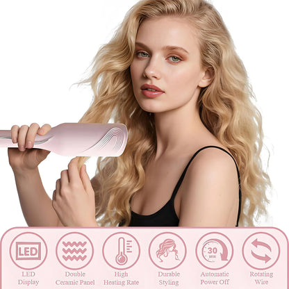 Beach Wave Hair Curler 3 Barrel 28mm – Deep Wave Curling Iron 1.1", Hair Crimper Wand with 4 Adjustable Heat Settings, 30 Million Ionic Technology