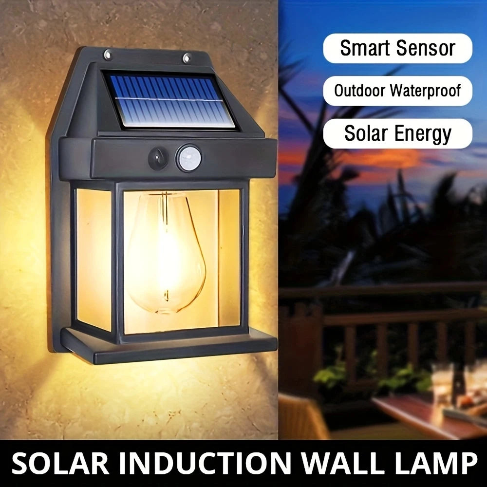 Outdoor Solar Tungsten Wall Light with Motion Sensor IP65 Waterproof LED Safety Light for Patio Outdoor Deck Porch Barn Garage