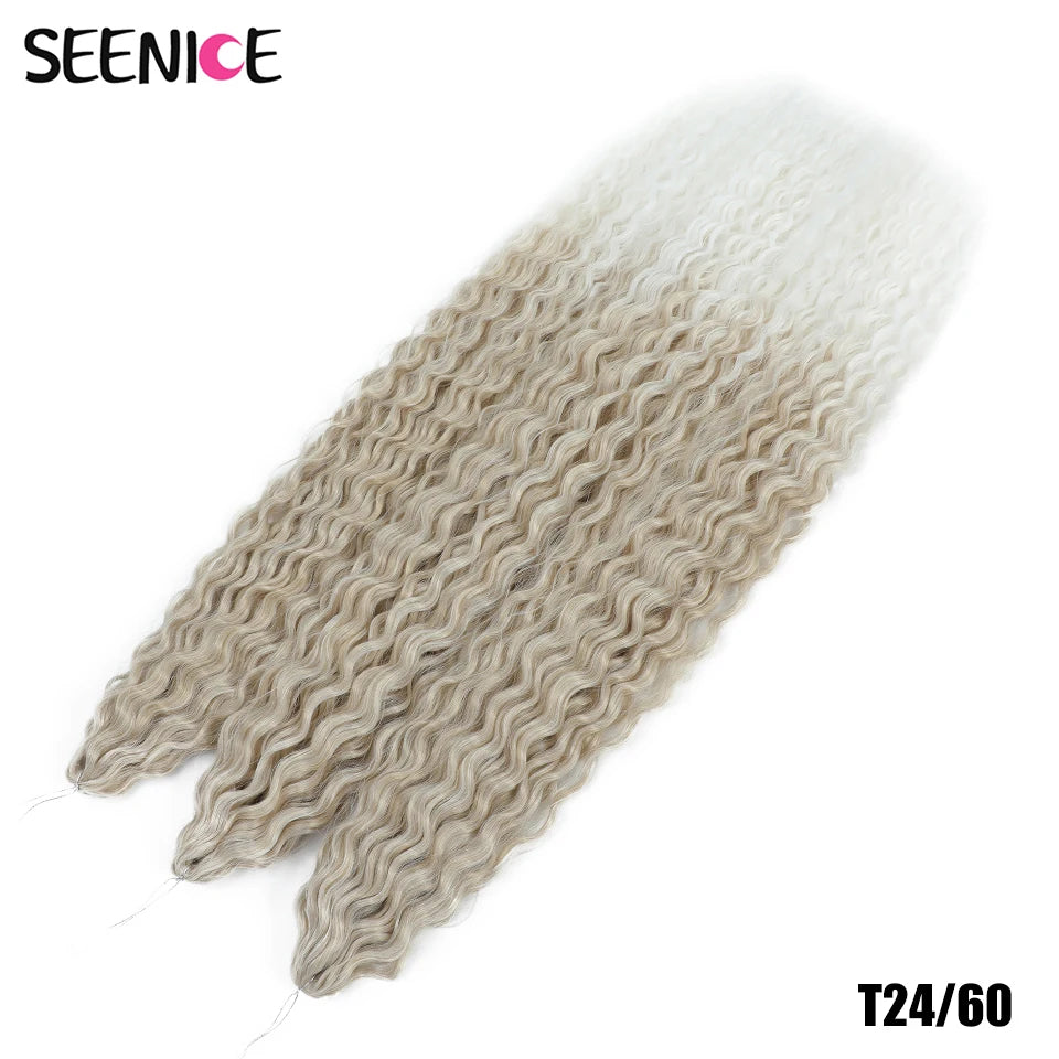 Ariel Curl Synthetic Crochet Hair 22 Inch – Water Wave Deep Curl Twist Braiding Hair Extension, Ombre Blonde Pink