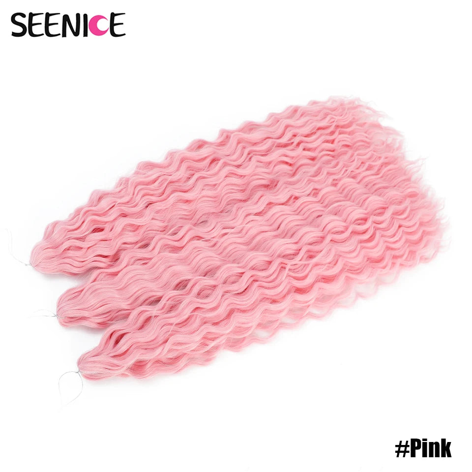 Ariel Curl Synthetic Crochet Hair 22 Inch – Water Wave Deep Curl Twist Braiding Hair Extension, Ombre Blonde Pink