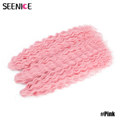 Ariel Curl Synthetic Crochet Hair 22 Inch – Water Wave Deep Curl Twist Braiding Hair Extension, Ombre Blonde Pink