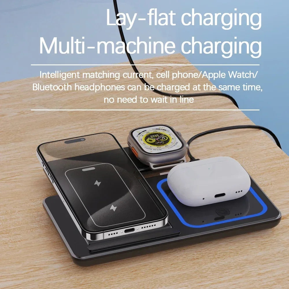 30W | Magnetic Wireless Charger Stand | iPhone 15 14 13 12 Pro Max | Apple Watch 8 7 | AirPods Pro | 3 In 1 Fast Phone Charging Station