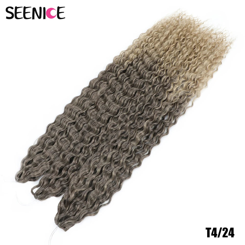 Ariel Curl Synthetic Crochet Hair 22 Inch – Water Wave Deep Curl Twist Braiding Hair Extension, Ombre Blonde Pink